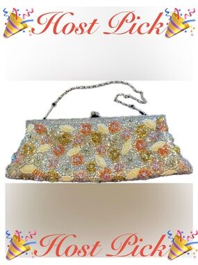 Beaded Floral Evening Clutch in Multicolor